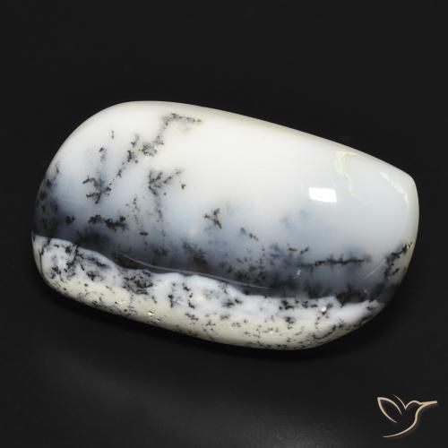 Agata dendritica bianco con nero naturale da 30.95 ct, Taglio a fantasia, Opaco