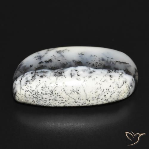 Agata dendritica bianco con nero naturale da 30.95 ct, Taglio a fantasia, Opaco