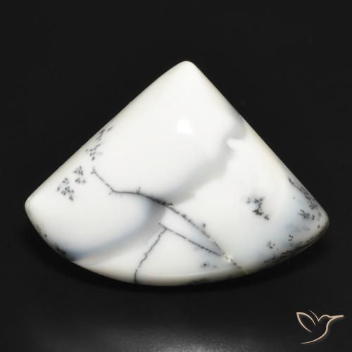 20.70ct Naturale bianco con nero Agata dendritica, Taglio a fantasia, Opaco