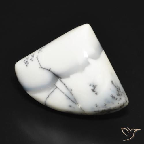 Agata dendritica bianco con nero naturale da 20.70 ct, Taglio a fantasia, Opaco