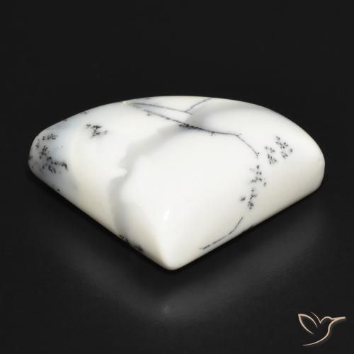 Agata dendritica bianco con nero naturale da 20.70 ct, Taglio a fantasia, Opaco