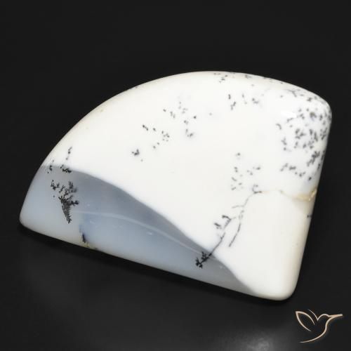 Agata dendritica bianco con nero naturale da 39.45 ct, Taglio a fantasia, Opaco
