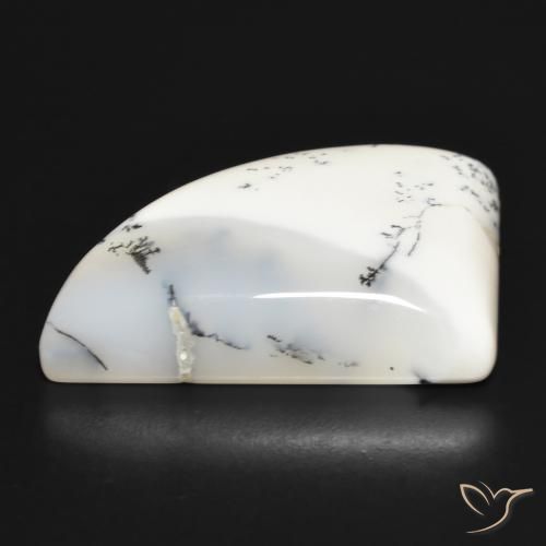 Agata dendritica bianco con nero naturale da 39.45 ct, Taglio a fantasia, Opaco