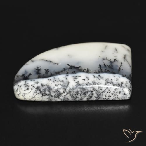 Agata dendritica bianco con nero naturale da 37.40 ct, Taglio a fantasia, Opaco