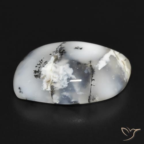 Agata dendritica bianco con nero naturale da 18.88 ct, Taglio a fantasia, Opaco