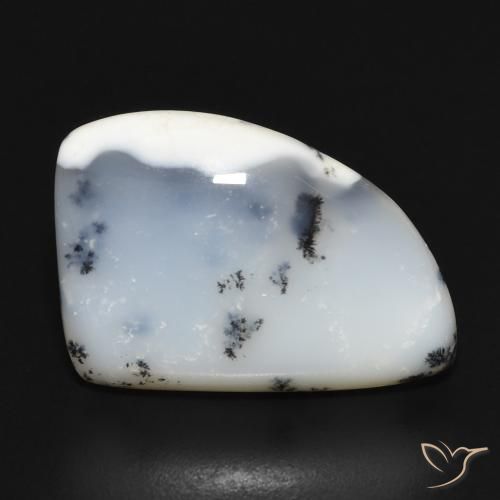 12.20ct Naturale bianco con nero Agata dendritica, Taglio a fantasia, Opaco
