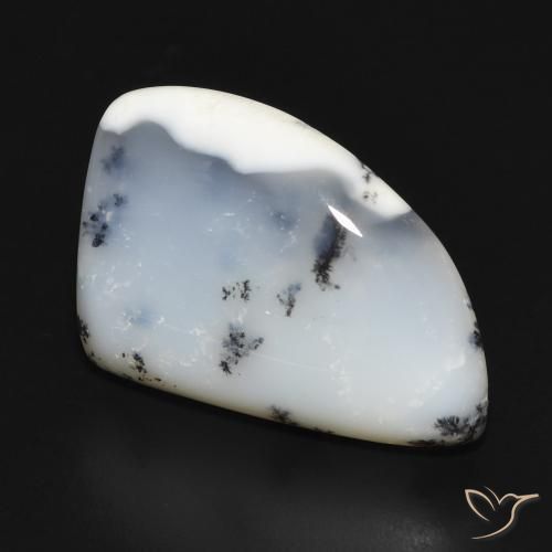 Agata dendritica bianco con nero naturale da 12.20 ct, Taglio a fantasia, Opaco