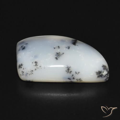 Agata dendritica bianco con nero naturale da 12.20 ct, Taglio a fantasia, Opaco