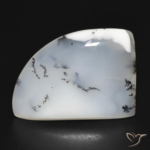 17.05ct Naturale bianco con nero Agata dendritica, Taglio a fantasia, Opaco