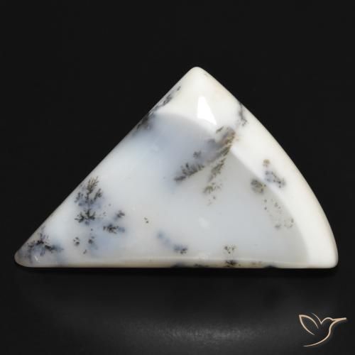 34.04ct Naturale bianco con nero Agata dendritica, Taglio a fantasia, Opaco
