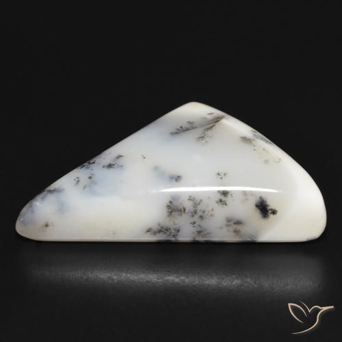 Agata dendritica bianco con nero naturale da 34.04 ct, Taglio a fantasia, Opaco
