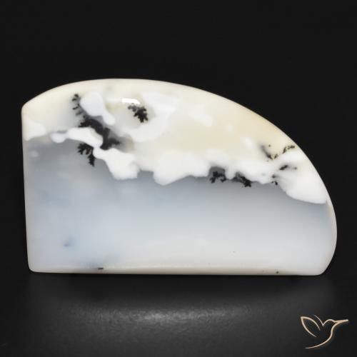 21.77ct Naturale bianco con nero Agata dendritica, Taglio a fantasia, Opaco