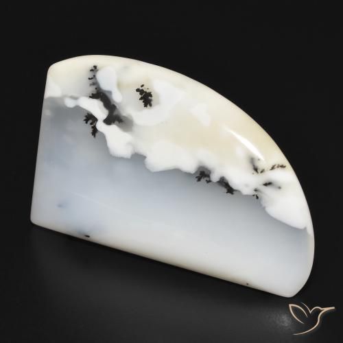 Agata dendritica bianco con nero naturale da 21.77 ct, Taglio a fantasia, Opaco