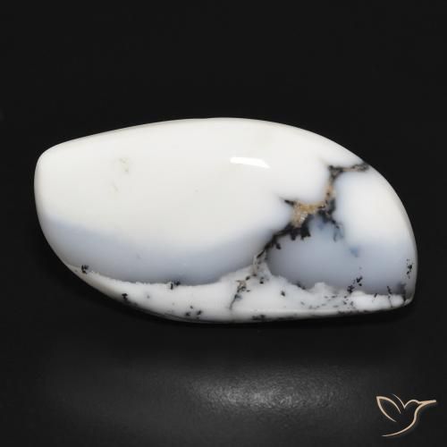 20.34ct Naturale bianco con nero Agata dendritica, Taglio a fantasia, Opaco