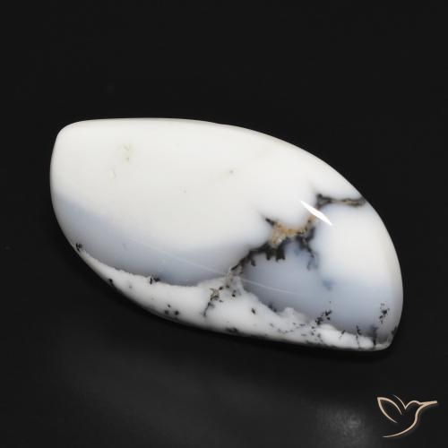 Agata dendritica bianco con nero naturale da 20.34 ct, Taglio a fantasia, Opaco
