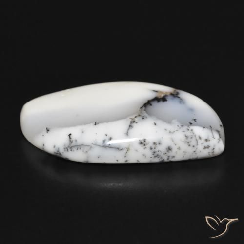 Agata dendritica bianco con nero naturale da 20.34 ct, Taglio a fantasia, Opaco