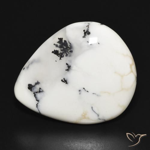 15.30ct Naturale bianco con nero Agata dendritica, Forma a pera, Opaco