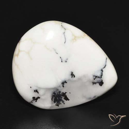 Agata dendritica bianco con nero naturale da 15.30 ct, Forma a pera, Opaco