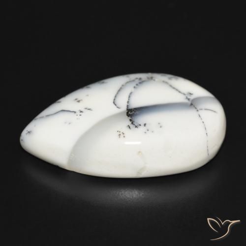 Agata dendritica bianco con nero naturale da 32.78 ct, Forma a pera, Opaco