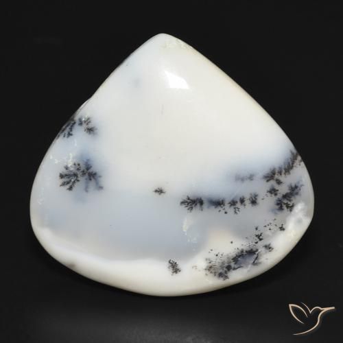 18.86ct Naturale bianco con nero Agata dendritica, Forma a pera, Opaco