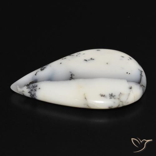 Agata dendritica bianco con nero naturale da 23.09 ct, Forma a pera, Opaco