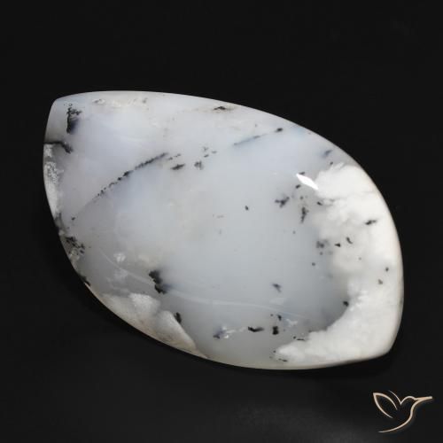Agata dendritica bianco con nero naturale da 38.75 ct, Taglio a fantasia, Opaco
