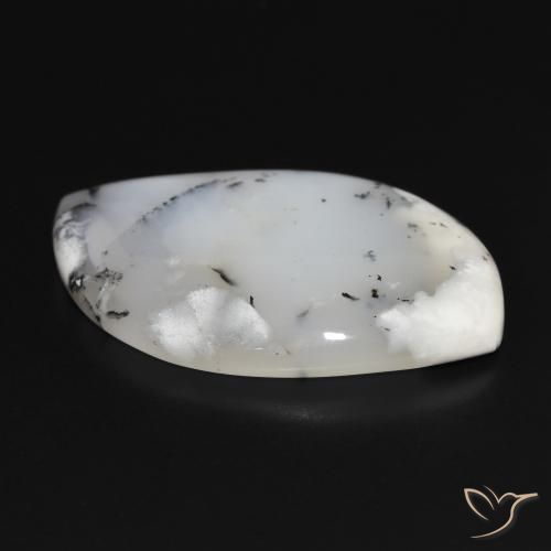 Agata dendritica bianco con nero naturale da 38.75 ct, Taglio a fantasia, Opaco
