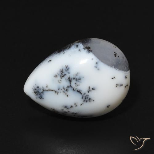 4.57ct Naturale Multicolore Bianco Agata dendritica, Forma a pera, Opaco