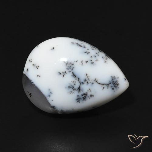 Agata dendritica Multicolore Bianco naturale da 4.57 ct, Forma a pera, Opaco