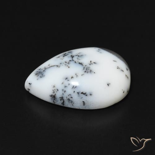 Agata dendritica Multicolore Bianco naturale da 4.57 ct, Forma a pera, Opaco
