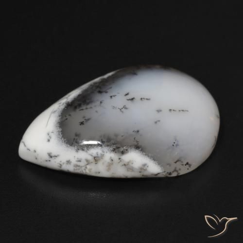 Agata dendritica bianco con nero naturale da 10.99 ct, Forma a pera, Opaco