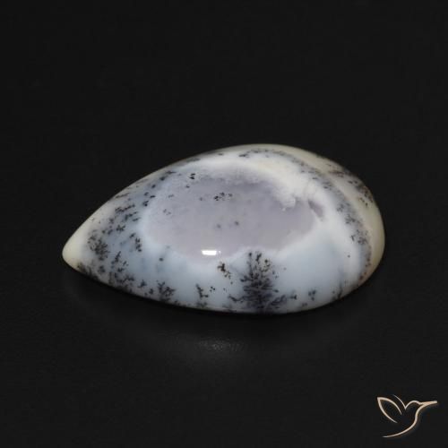 Agata dendritica bianco con nero naturale da 6.75 ct, Forma a pera, Opaco