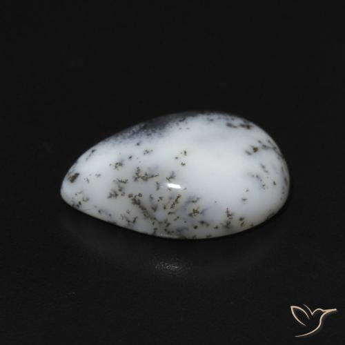 Agata dendritica bianco con nero naturale da 3.07 ct, Forma a pera, Opaco