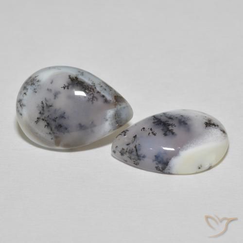 Gemme di Agata dendritica bianco con nero naturale da 15.51 ct, Forma a pera, Opaco