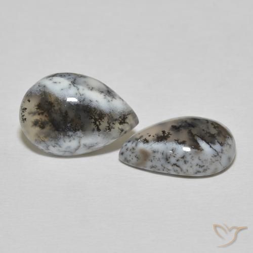 Gemme di Agata dendritica bianco con nero naturale da 8.57 ct, Forma a pera, Opaco