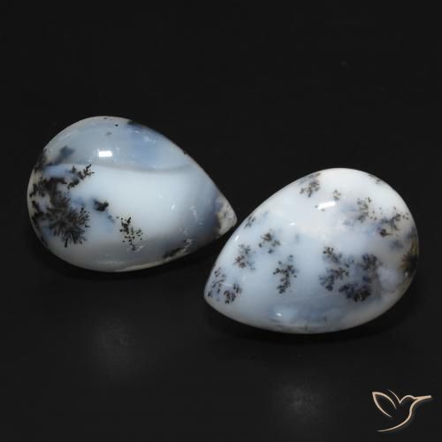 20.01ctw Naturale bianco con nero Agata dendritica, Forma a pera, Opaco