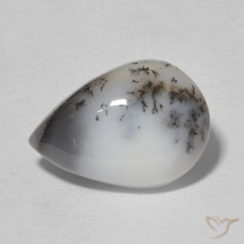 4.87ct Naturale Multicolore Bianco Agata dendritica, Forma a pera, Opaco