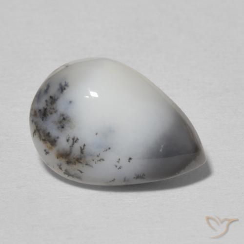 Agata dendritica Multicolore Bianco naturale da 4.87 ct, Forma a pera, Opaco