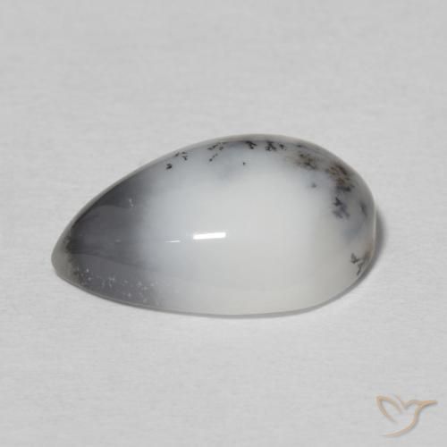 Agata dendritica Multicolore Bianco naturale da 4.87 ct, Forma a pera, Opaco