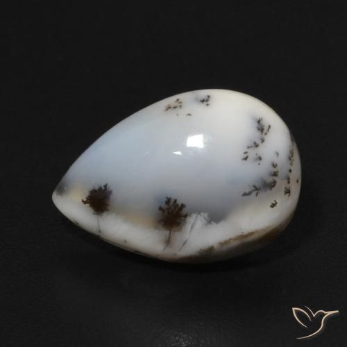 3.72ct Naturale Multicolore Bianco Agata dendritica, Forma a pera, Opaco