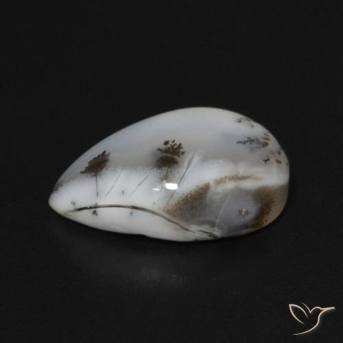 Agata dendritica Multicolore Bianco naturale da 3.72 ct, Forma a pera, Opaco