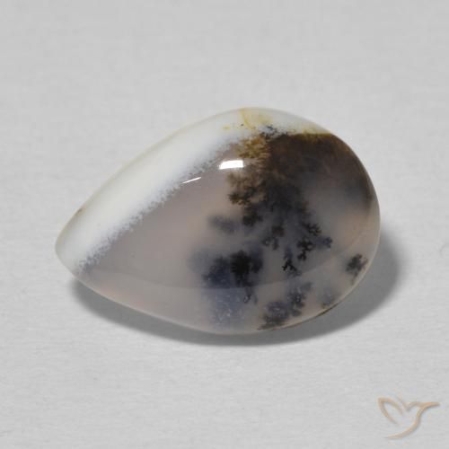 3.65ct Naturale Multicolore Bianco Agata dendritica, Forma a pera, Opaco