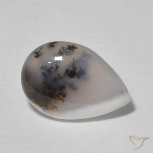 Agata dendritica Multicolore Bianco naturale da 3.65 ct, Forma a pera, Opaco