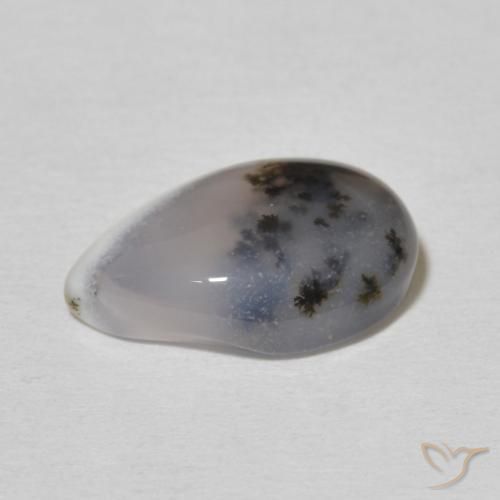 Agata dendritica Multicolore Bianco naturale da 3.65 ct, Forma a pera, Opaco