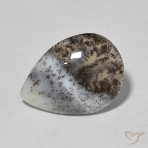 3.32ct Naturale Multicolore Bianco Agata dendritica, Forma a pera, Opaco