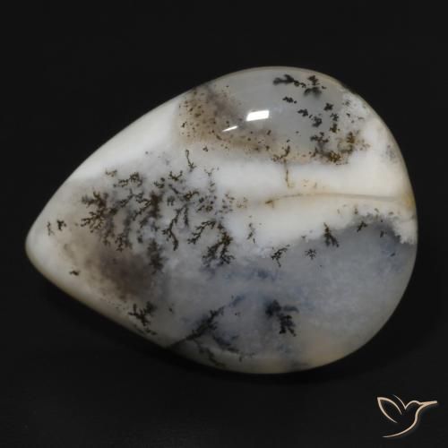 11.49ct Naturale Multicolore Bianco Agata dendritica, Forma a pera, Opaco