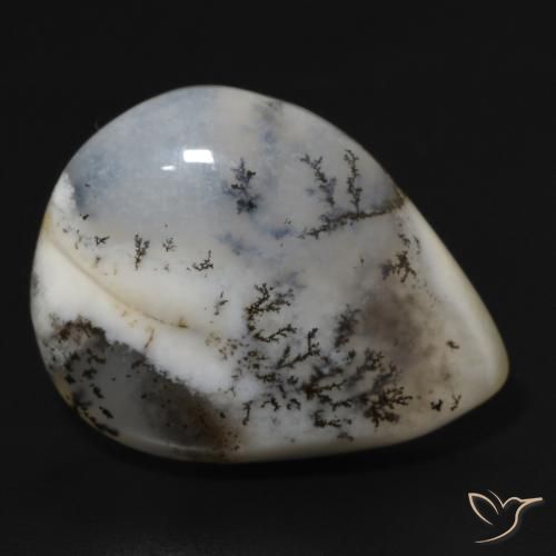 Agata dendritica Multicolore Bianco naturale da 11.49 ct, Forma a pera, Opaco