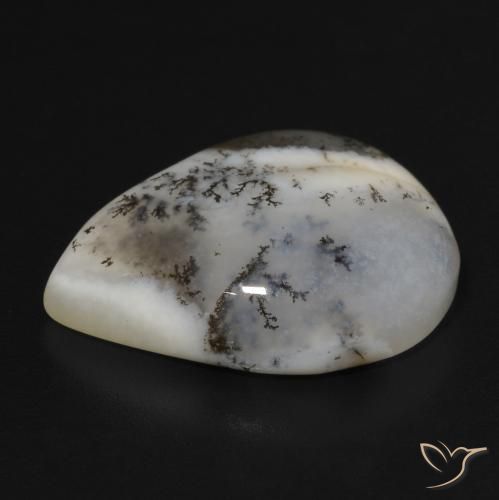 Agata dendritica Multicolore Bianco naturale da 11.49 ct, Forma a pera, Opaco