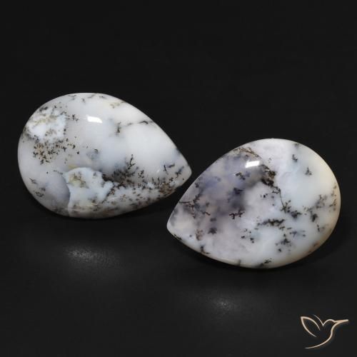 13.84ctw Naturale Multicolore Bianco Agata dendritica, Forma a pera, Opaco