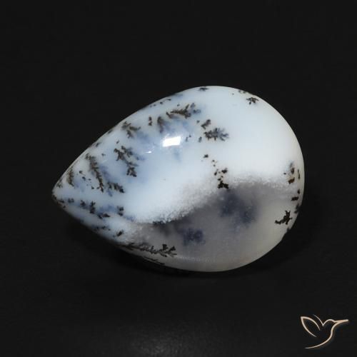 3.60ct Naturale Multicolore Bianco Agata dendritica, Forma a pera, Opaco